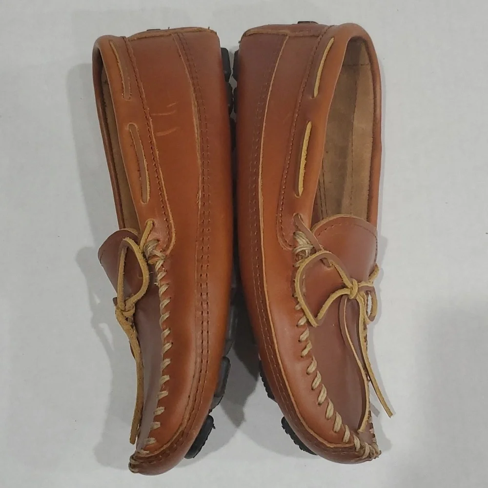 Minnetonka Men's Natural Carmel Moosehide Driving Moccasins Size 9